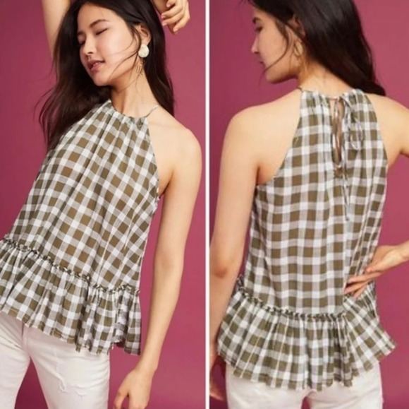 Cloth and stone black and white gingham top SZ M - Picture 1 of 8